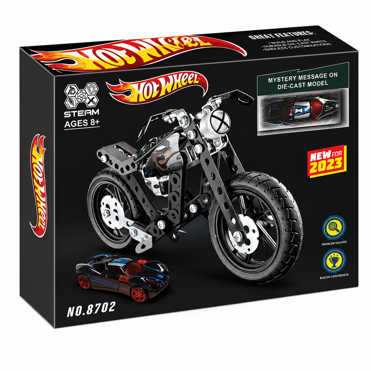 Metal Assembly Motorcycle & Car Toy Set - DIY Construction Building Model Kit with Diecast Vehicle for Kids