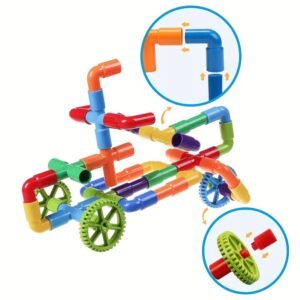 DIY Pipe Building Blocks Toy Set for Kids | Creative Construction Tube Puzzle | STEM Educational Learning Toy | Build Animals, Vehicles & Shapes | Colorful Plastic Pipe Blocks