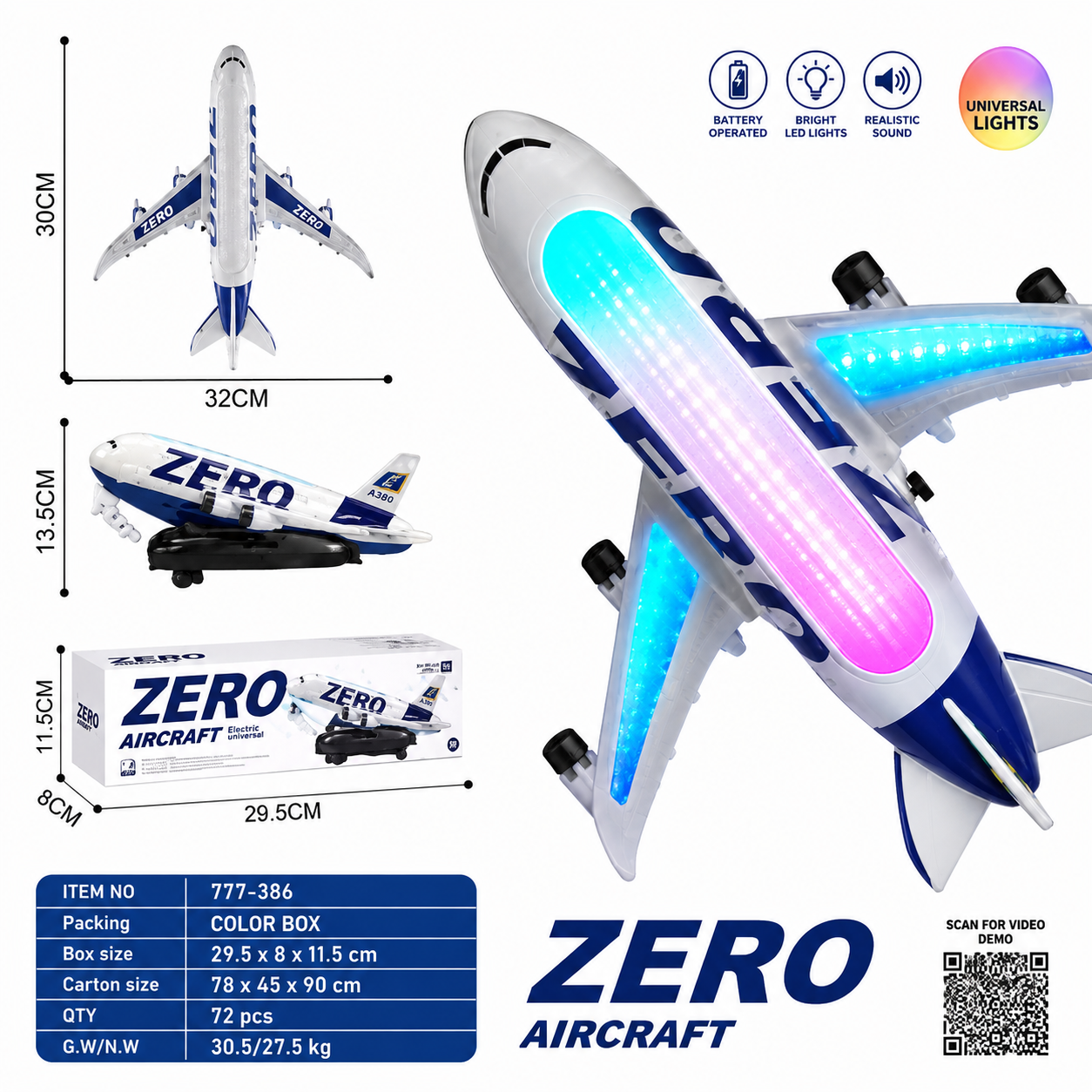 Toy Passenger Airplane - Interactive Lighting & Sound Aircraft Model with Smooth Wheels for Kids