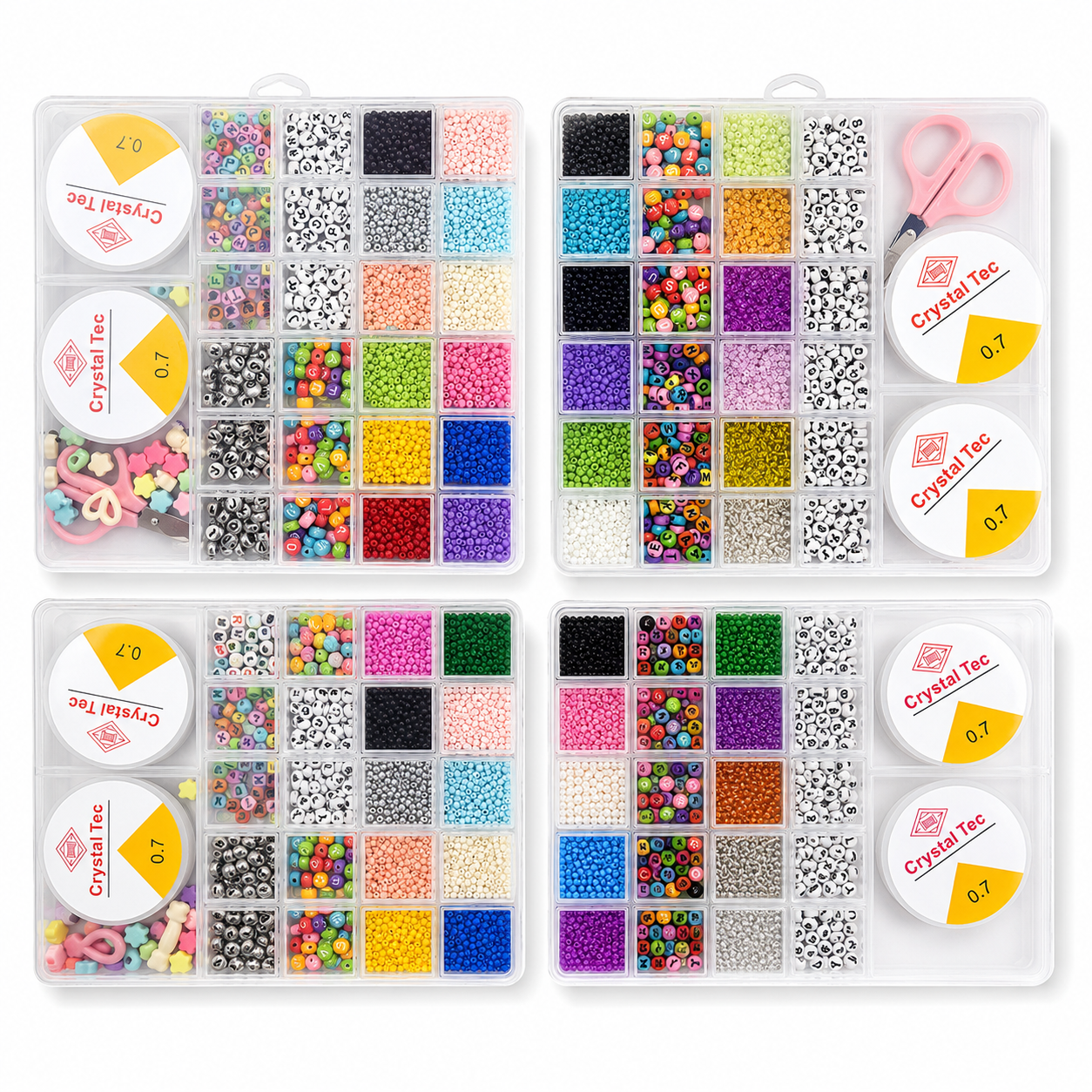 DIY Jewelry Making Kit - Multi-Grid Beads Set with Crystal Cord and Scissors - Premium Quality by Paradise Store
