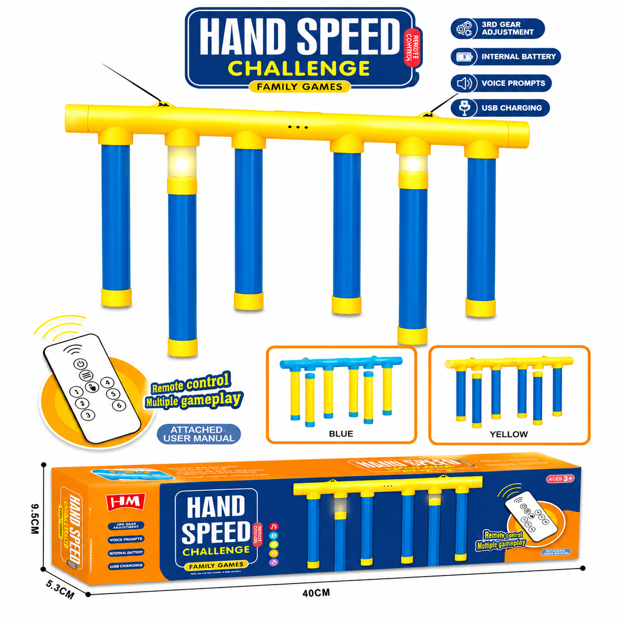 Hand Speed Challenge Game - Interactive Catching Sticks Family Toy with Remote Control - Premium Quality by Paradise Toys