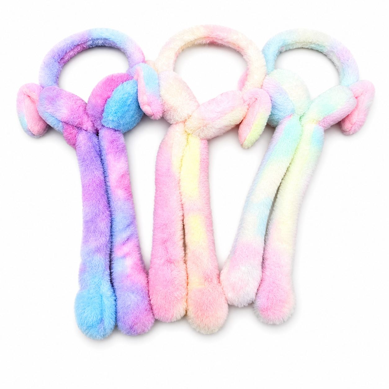 Fluffy Tie-Dye Earmuffs - Soft Plush Winter Ear Warmers with Moving Bunny Ears - Premium Quality by Paradise Toys