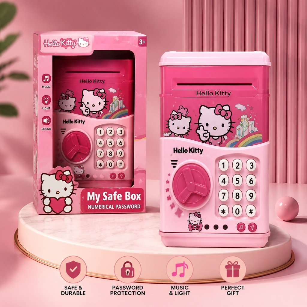 Electronic Piggy Bank Safe Box - Cute Cartoon Design Numerical Password Coin & Cash Saving Box for Kids - Premium Quality by Paradise Toys